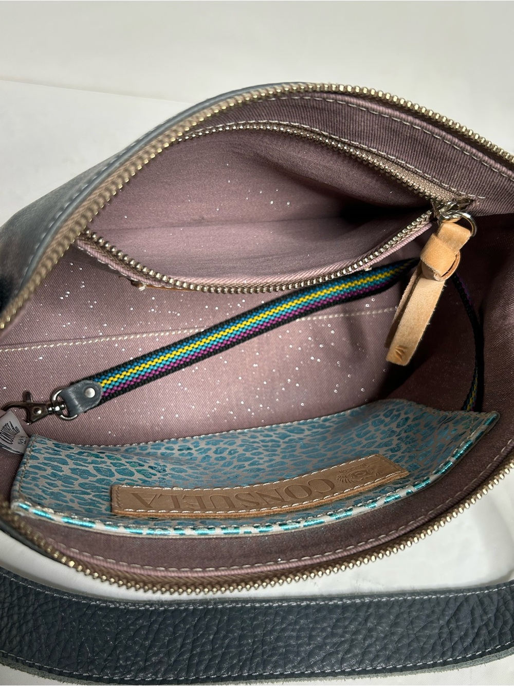 Consuela Keanu Your Way Gray Leather Shoulder Bag - Picture 7 of 12